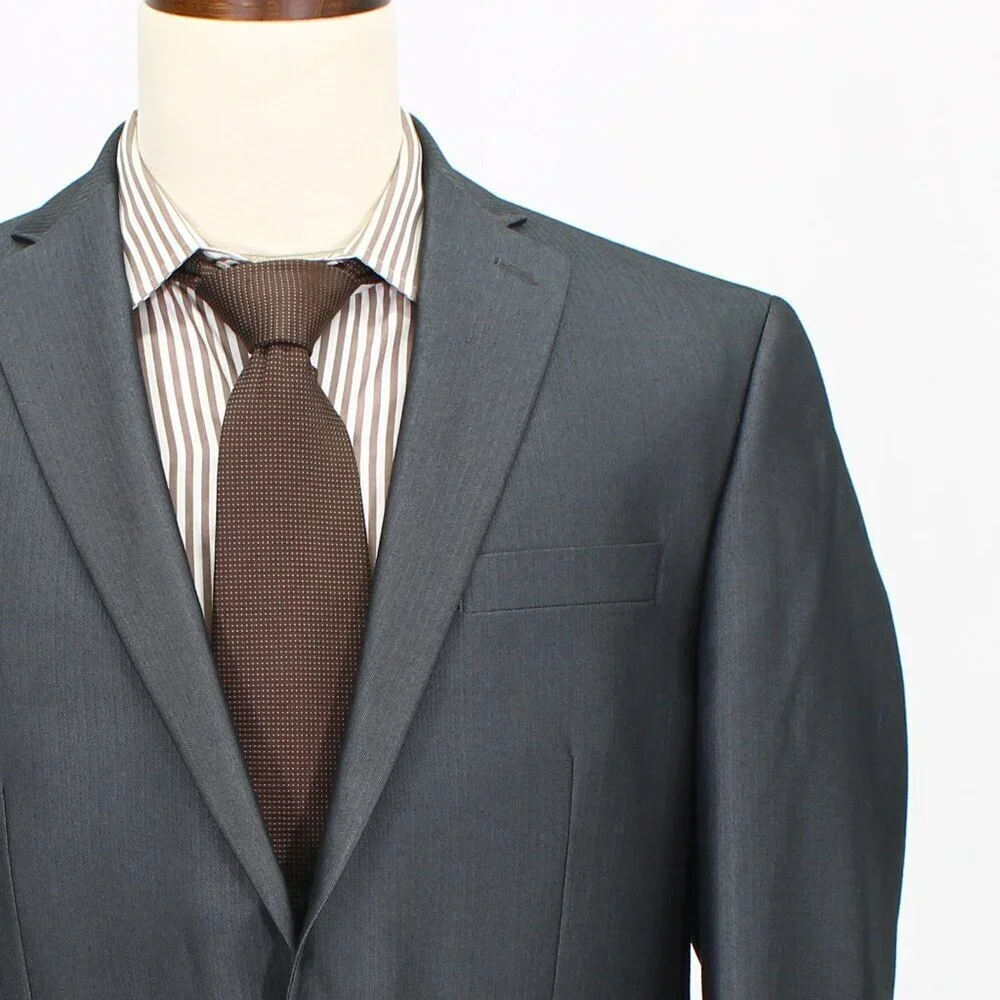 Calvin Klein 44R Gray HB 2-Button Sport Coat Blazer Jacket W020